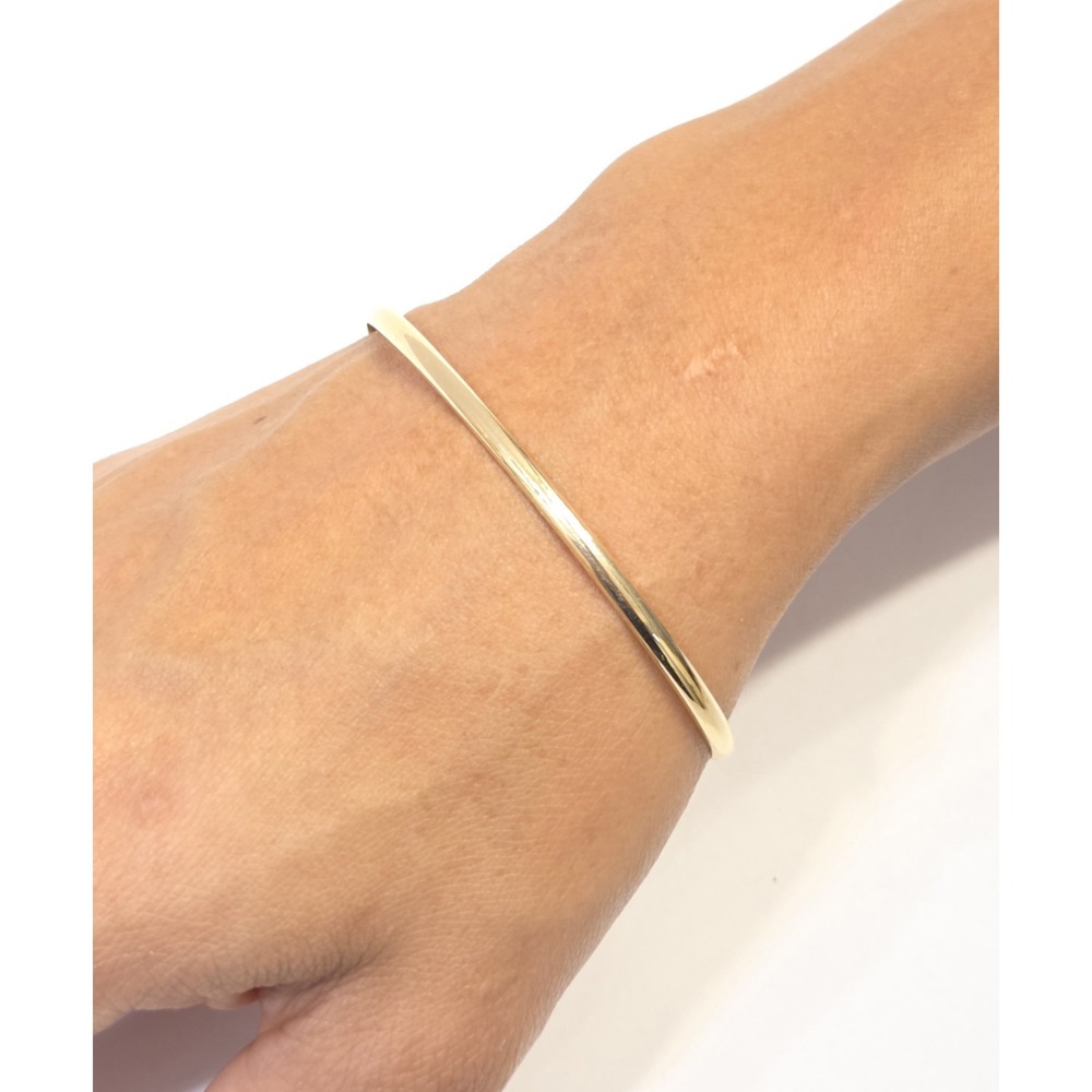 Vintage 10k Yellow Gold Oval Bangle Bracelet 7.5" Unengraved